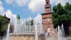 Big Fountain Sforzesco Castle  Itali Milan